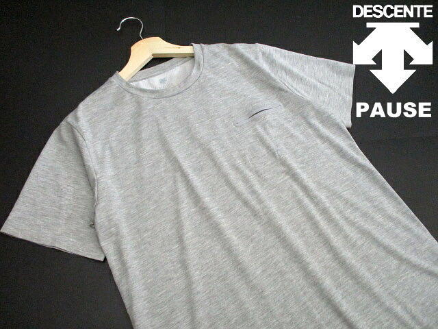 即決!■ デサント ポーズ DESCENTE PAUSE 半袖Tシャツ カットソー グレー 胸ポケット 無地 丸首 Mサイズ ヤエカ オルテライン拍卖