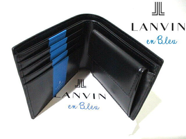 定価16500円■ 新品 未使用 即決! ランバンオンブルー LANVIN en Bleu 紺 ネイビー 2つ折り財布 小銭入れ レザー 牛革 ウォレット拍卖