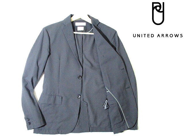 即決!■ 安い! ユナイテッドアローズ シアサッカー テーラードジャケット 黒 グレー Sサイズ ギンガムチェック UNITED ARROWS拍卖