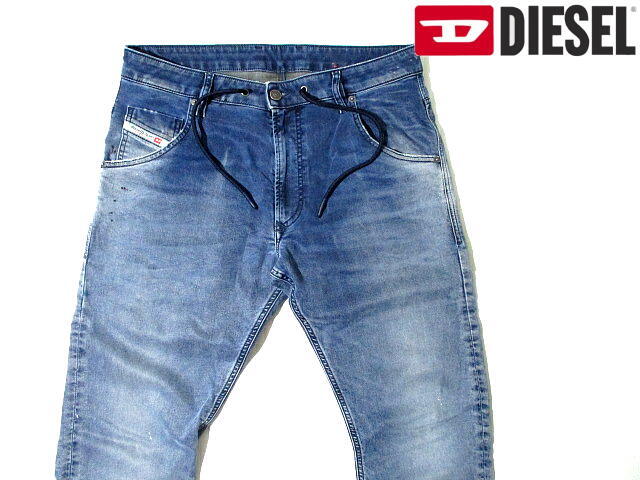 即決■ ディーゼル スウェットデニム ジョグデニム KROOLEY-Y-NE W30 ペイント DIESEL ヴィンテージ加工 ジョガーパンツ ジーンズ拍卖