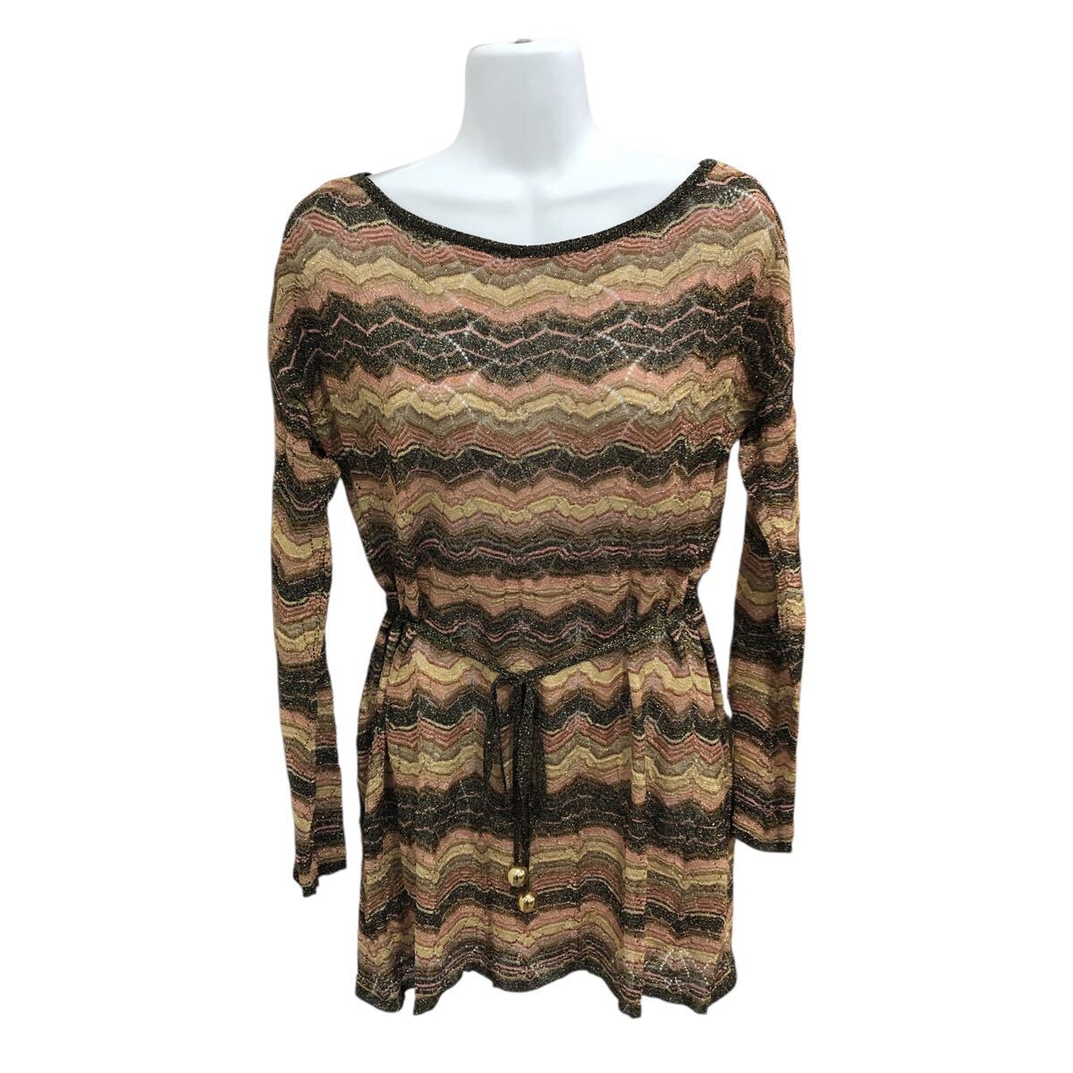 MISSONI ミッソーニ トップス 長袖 ニット ロングTシャツ マルチカラー ストレッチ素材 size: 40■0919KH①拍卖