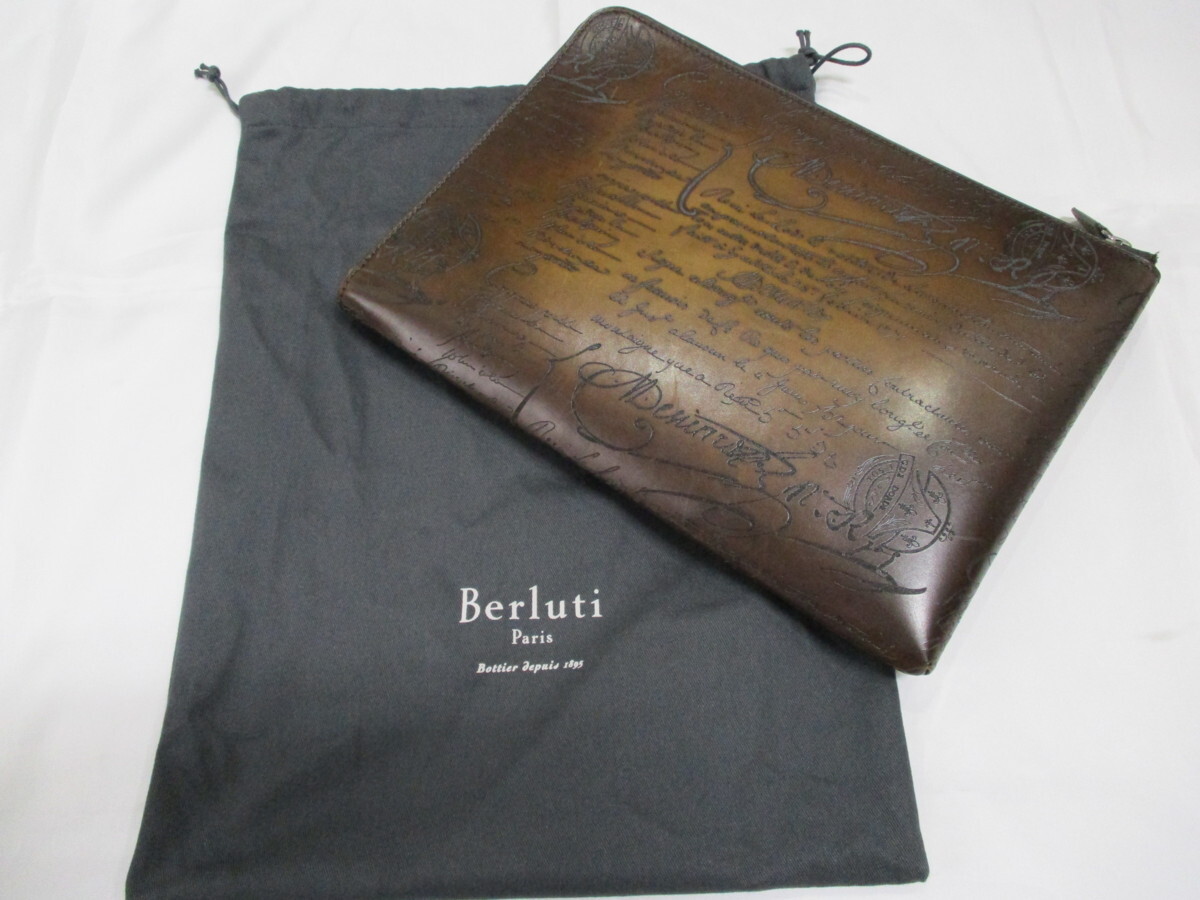 【超美品】Berluti ベルルッティ NINO GM(ニノGM) レザー ドキュメントホルダー・クラッチバッグ・セカンドバッグ ホールマーク6個拍卖