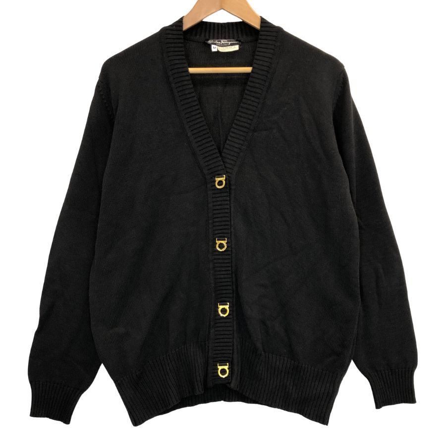 美品◆カーディガン サルヴァトーレ フェラガモ Vネック カーディガン 100%コットン レディース サイズM ダークグレー 【AFB6】拍卖