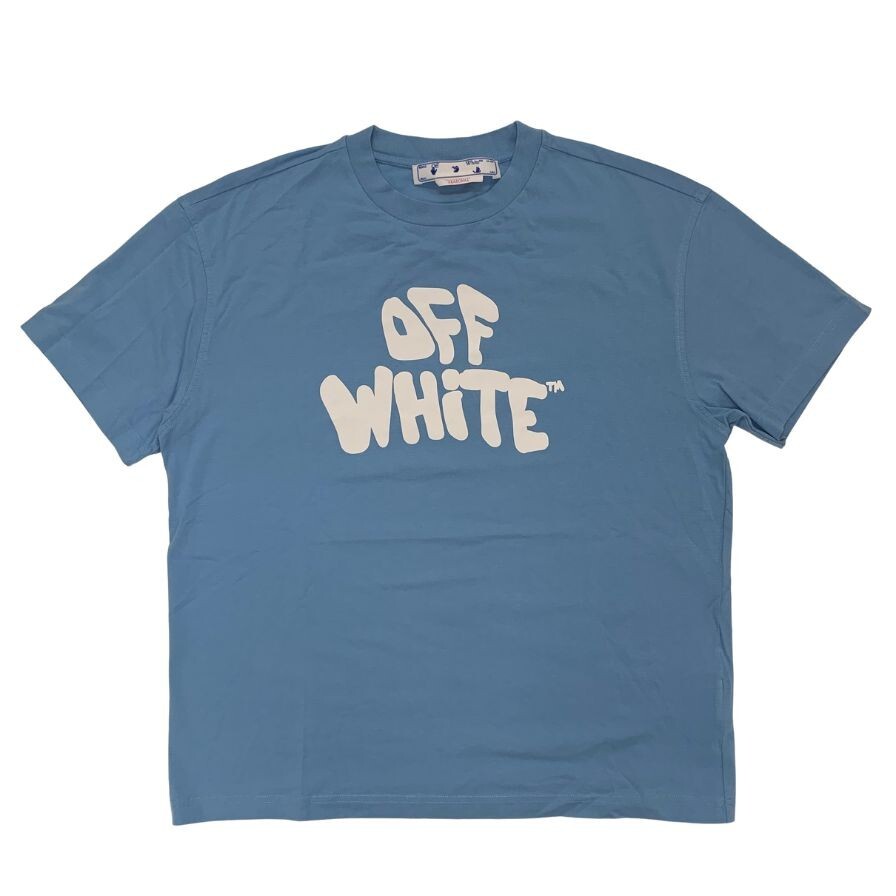 極美品◆Tシャツ オフホワイト グラフィック ロゴTシャツ 23SS OWAA089S23JER017 メンズ サイズL ブルー OFF-WHITE 【AFB19】拍卖