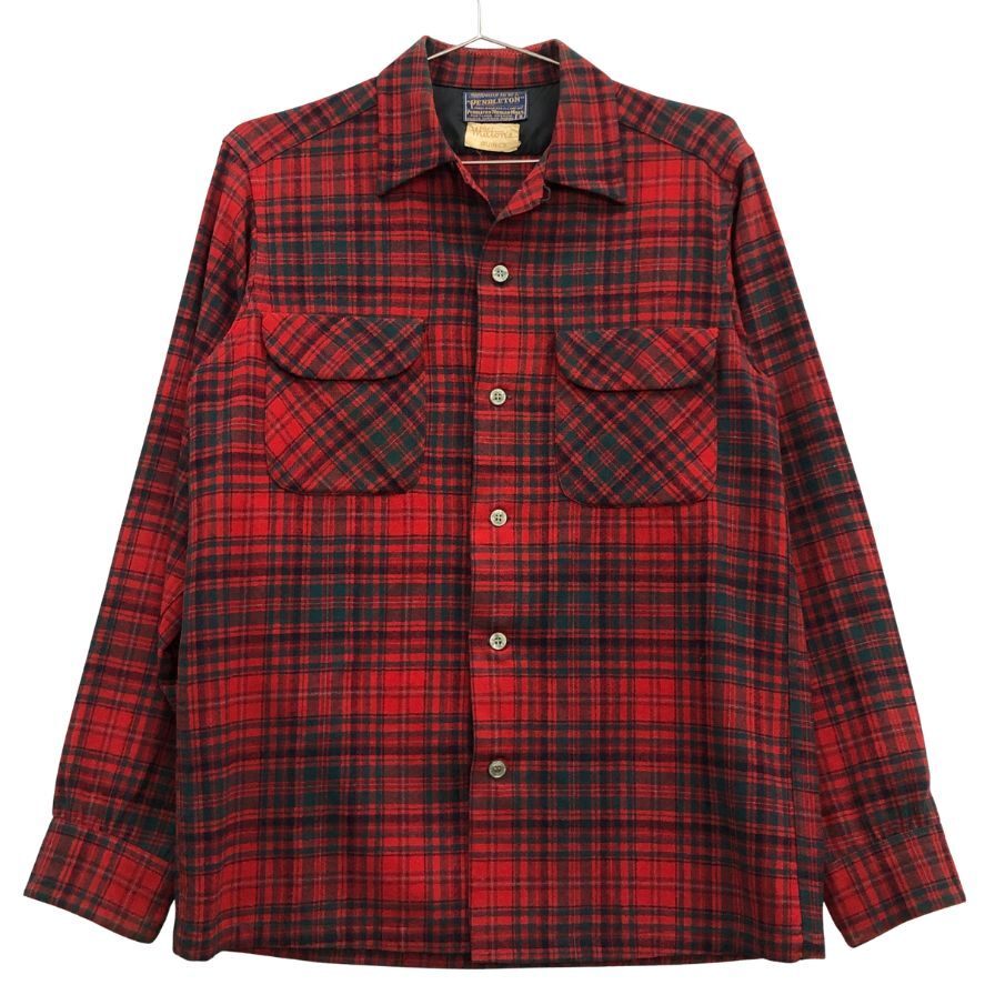 美品◆長袖シャツ ペンドルトン 50S チェックシャツ USA製 レッド メンズ サイズS PENDLETON 【AFB41】拍卖