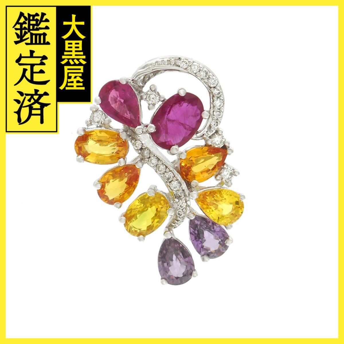 JEWELRY 貴金属・宝石 マルチカラーストーン ペンダントトップ カラーサファイア K18WG ホワイトゴールド 3.25ct R1.05ct拍卖