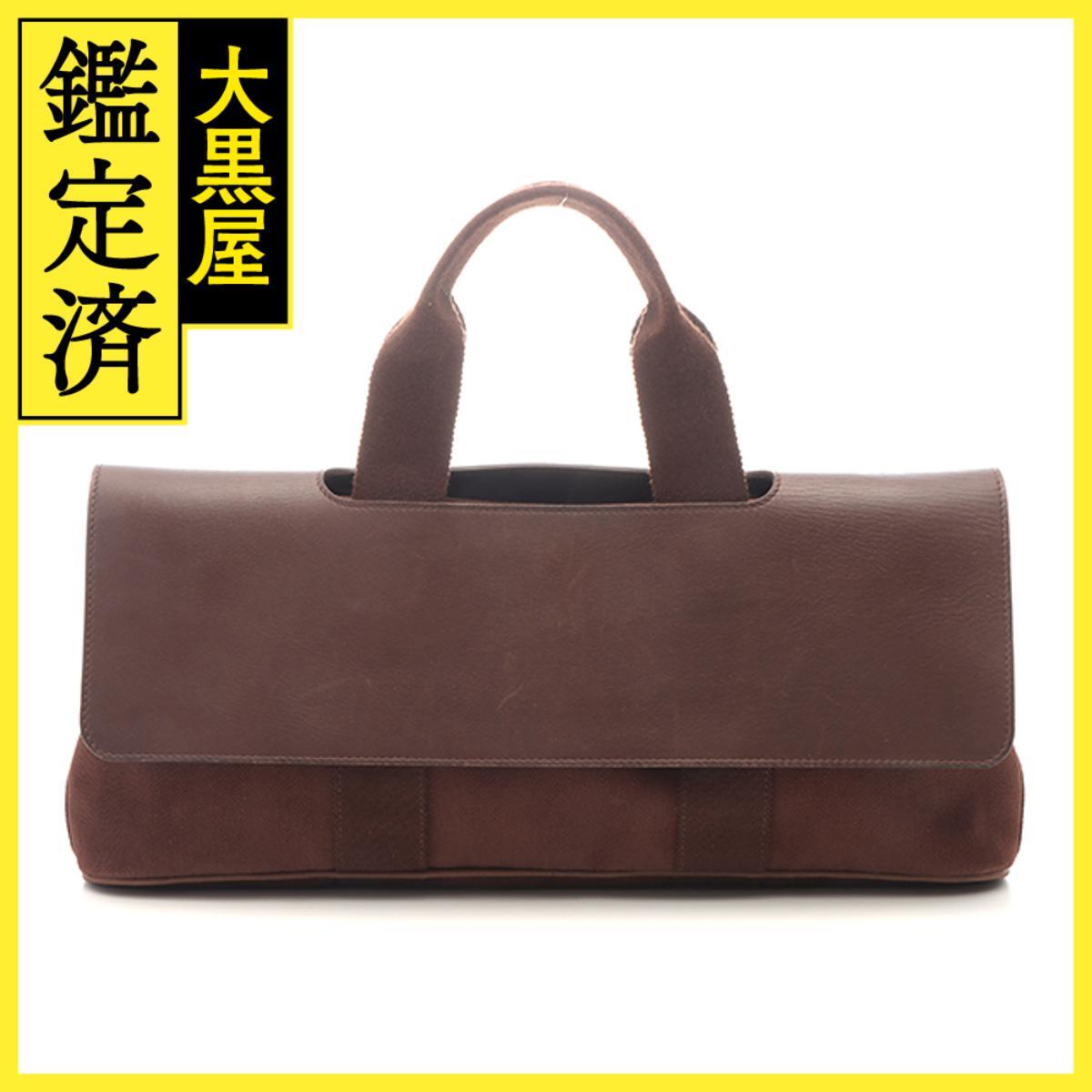 HERMES エルメス バッグ ヴァルパライソロングPM ダークブラウン/SV金具 キャンバス/カーフ拍卖