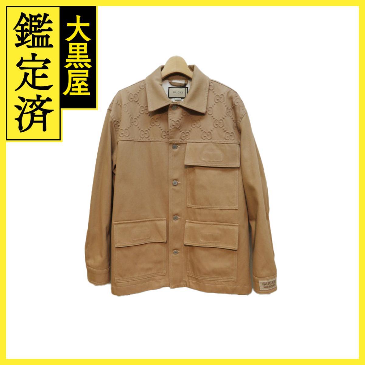 GUCCI グッチ GGディテール オーガニックデニムジャケット メンズ44 ベージュ コットン 766128拍卖