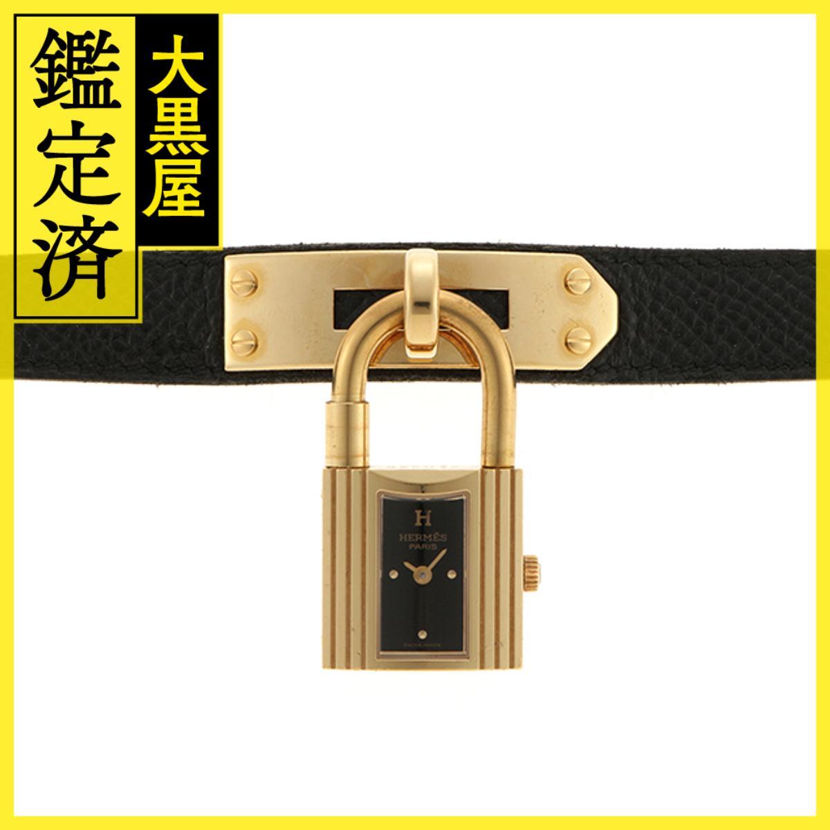 Hermes エルメス ケリーウォッチ KE1.201 革/GP ブラック 女性用/Ladies watches拍卖