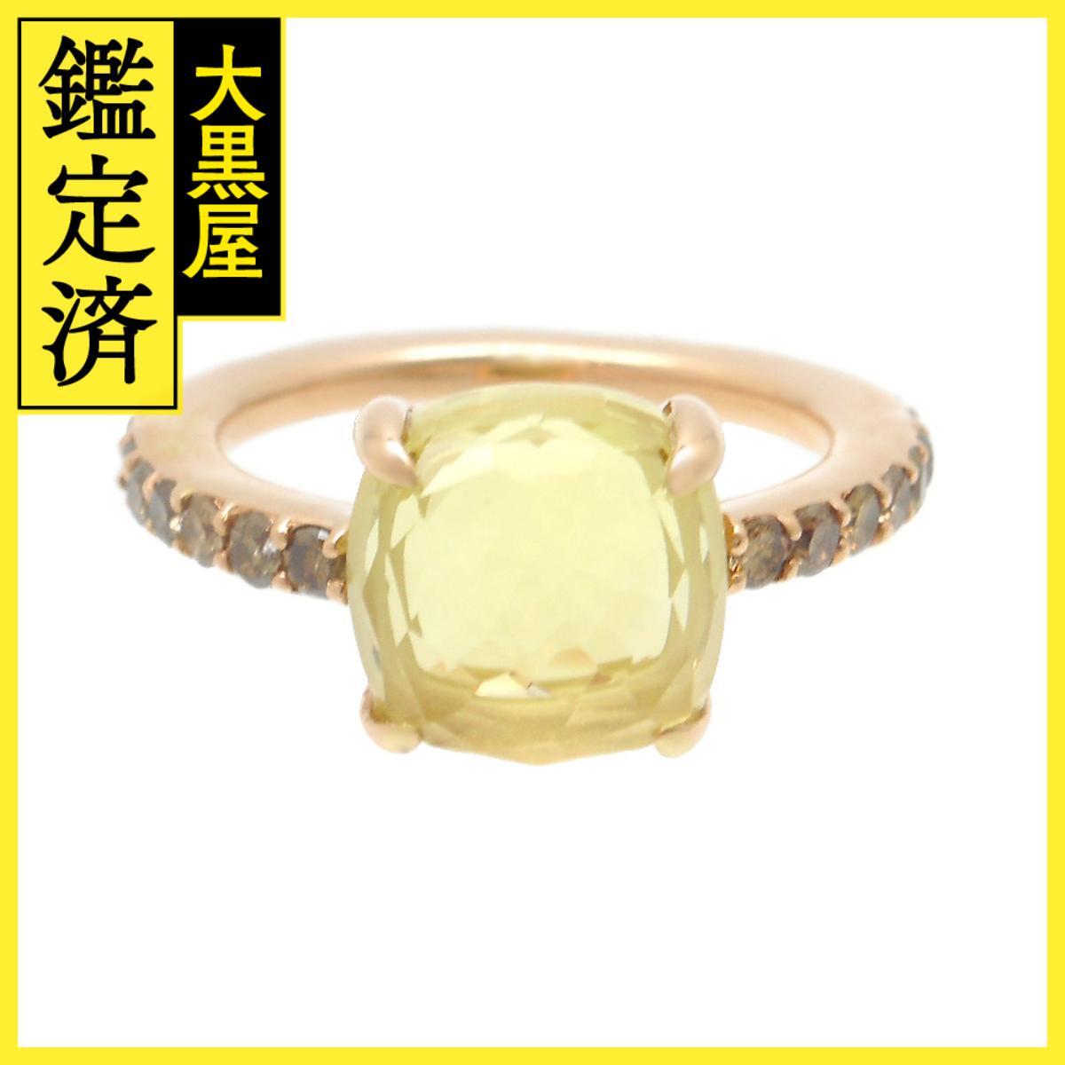 Pomellato ポメラート ベイビーリング レモンクォーツ ブラウンダイヤ PG ピンクゴールド 5.0g 11号 フルエタニティ拍卖