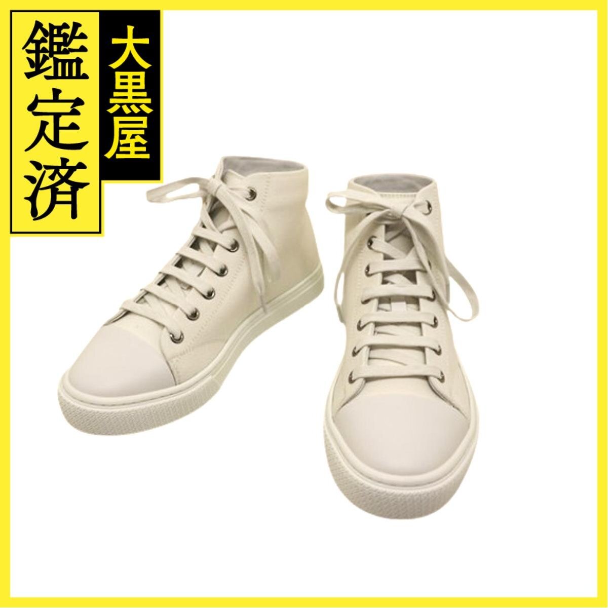 HERMES エルメス 靴 イリコ ハイカットスニーカー レディース37ハーフ(約24~24.5cm) ホワイト コットン/ラバー拍卖