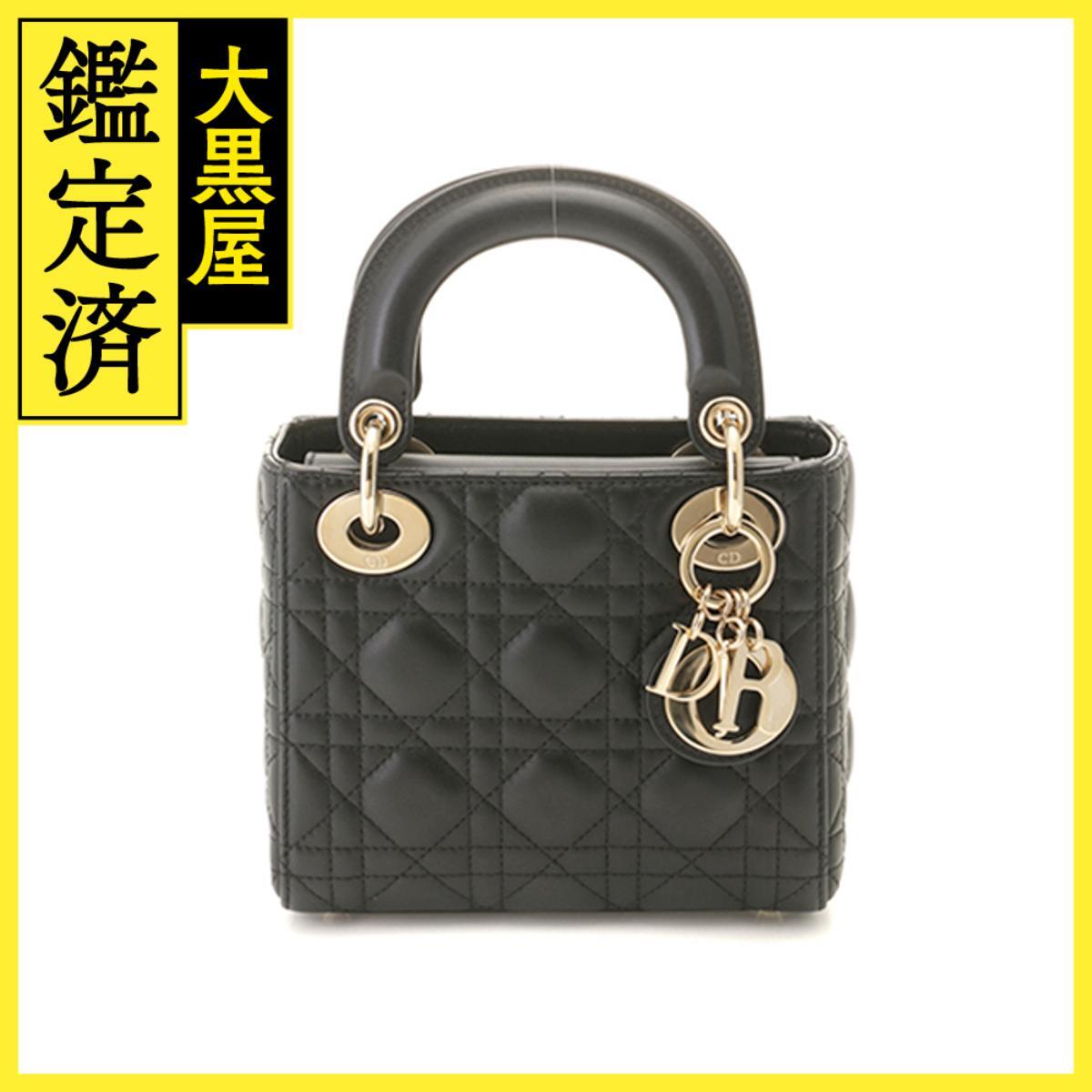 Dior ディオール カナージュ レディディオールミニハンドバッグ ブラック/GP レザー 2147300411193拍卖