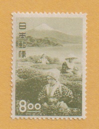 ○【記念切手】観光地百選《8oo円》 日本平・茶つみ 1951年 未使用拍卖