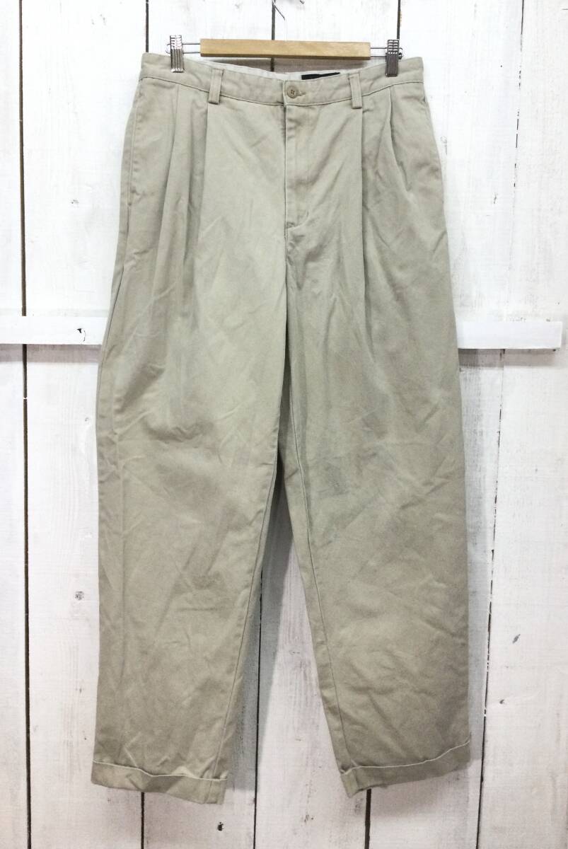 EDDIE BAUER エディーバウアー 2タック チノパン コットンパンツ W34 L32 メンズL 状態良好 拍卖