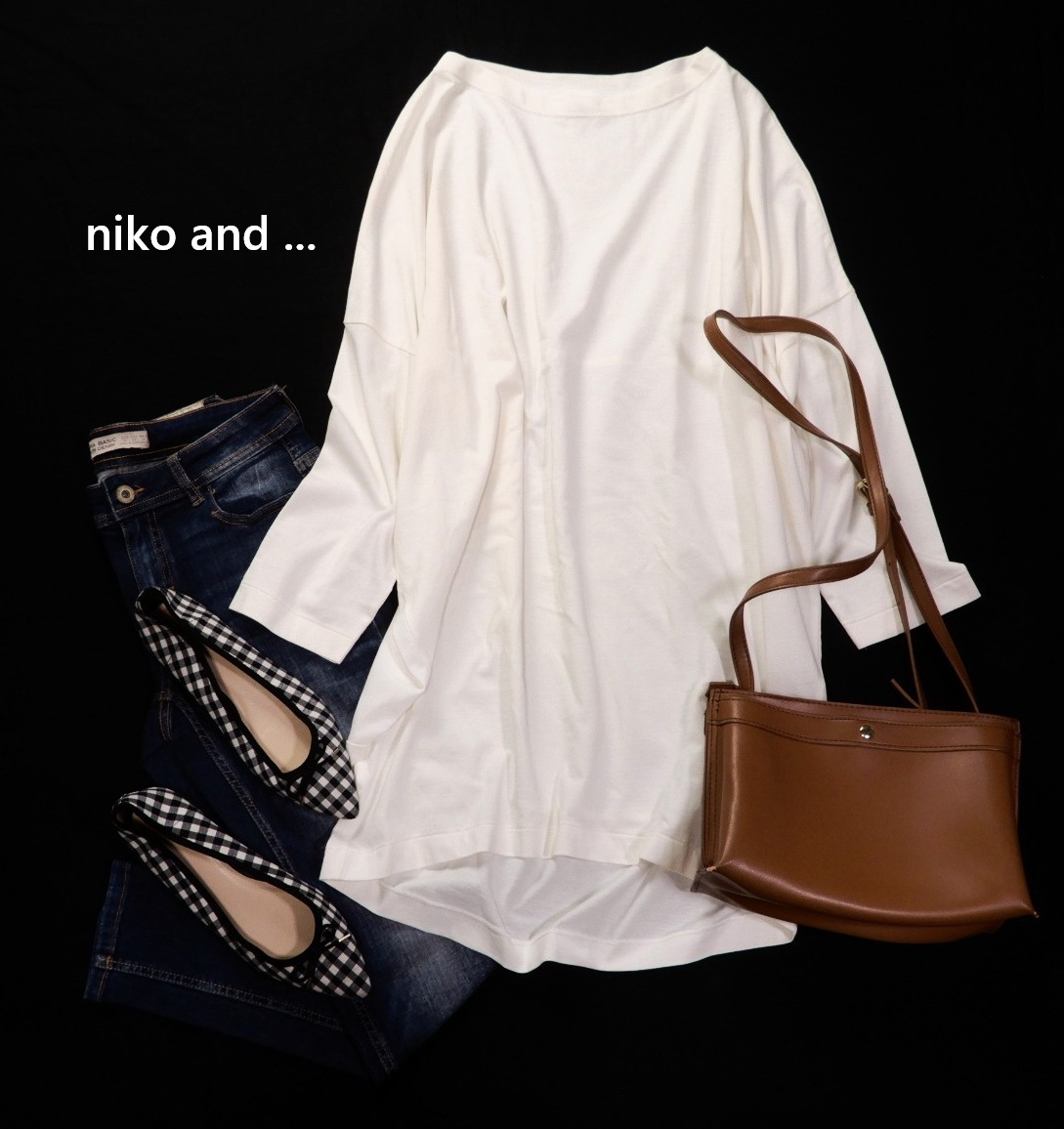 新品同様 ニコアンド niko and… 使える☆異素材切り替え ロング カットソー 拍卖