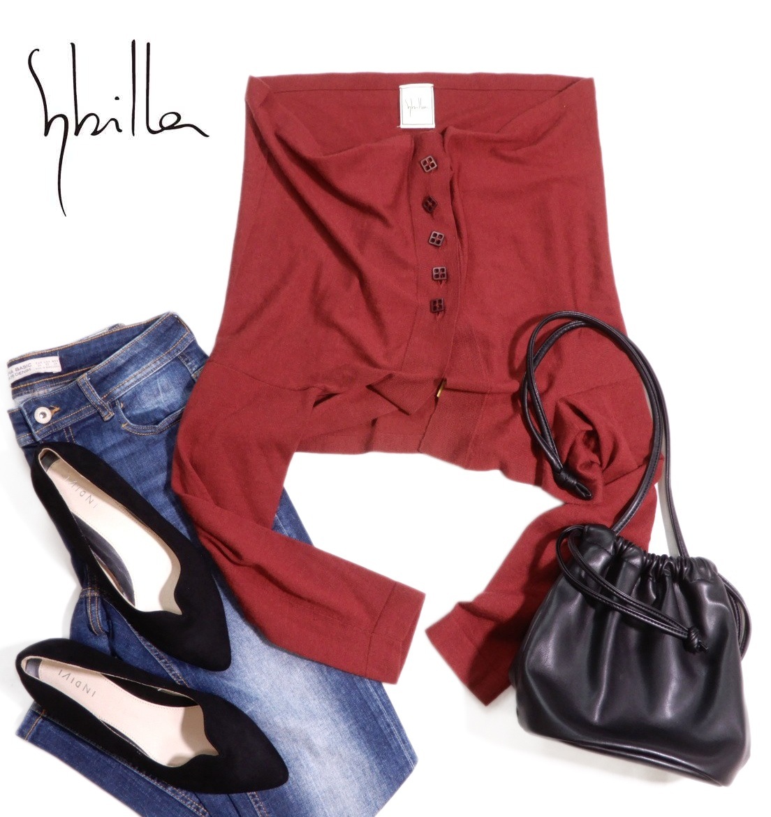 未使用やや訳アリ シビラ Sybilla 大人可愛い☆ ウール カシミヤ 変形デザイン カーディガン M拍卖