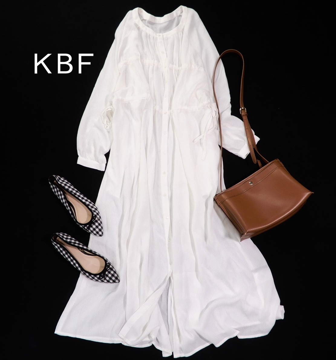 アーバンリサーチ KBF URBAN RESEARCH 大人可愛い☆サイドリボン 楊柳 ロング ワンピース ONE拍卖