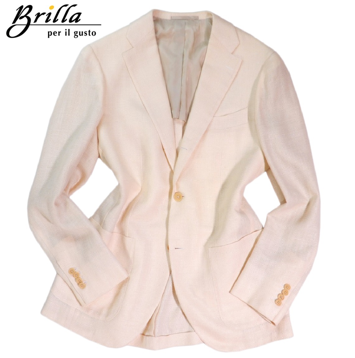 ブリッラペルイルグスト Brilla pel il gusto ビームス 上質◆シルク リネン 段返り3B ジャケット 50 XL相当拍卖