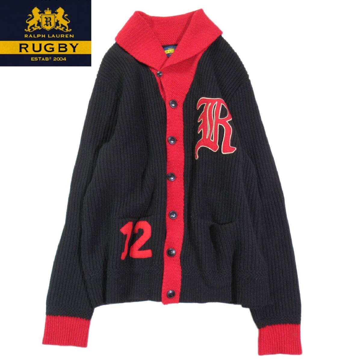 ラルフローレン RALPH LAUREN RUGBY ショールカラー ニットカーディガン XL 185/104A 大きいサイズ拍卖