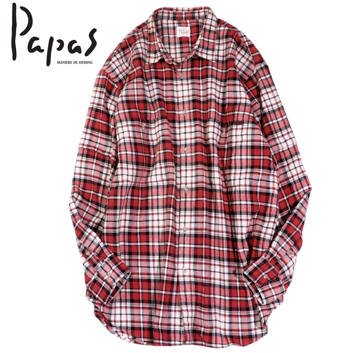 パパス Papas コットン チェック シャツ LL XL 大きいサイズ拍卖