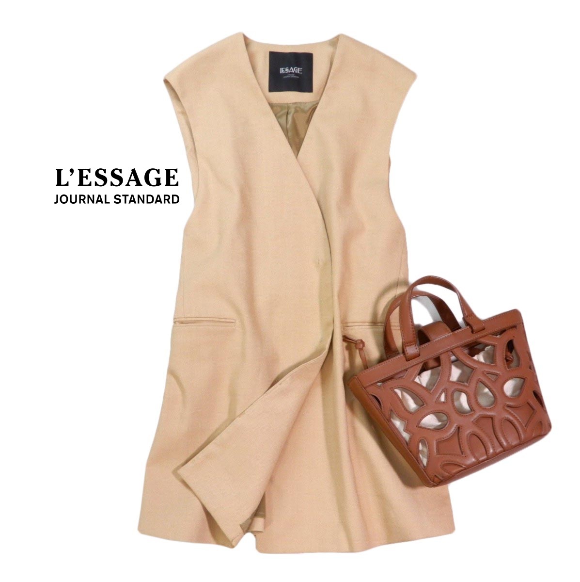 未使用 レサージュ ジャーナルスタンダード LESSAGE JOURNAL STANDARD リネンブレンド ジレ ジャケット拍卖