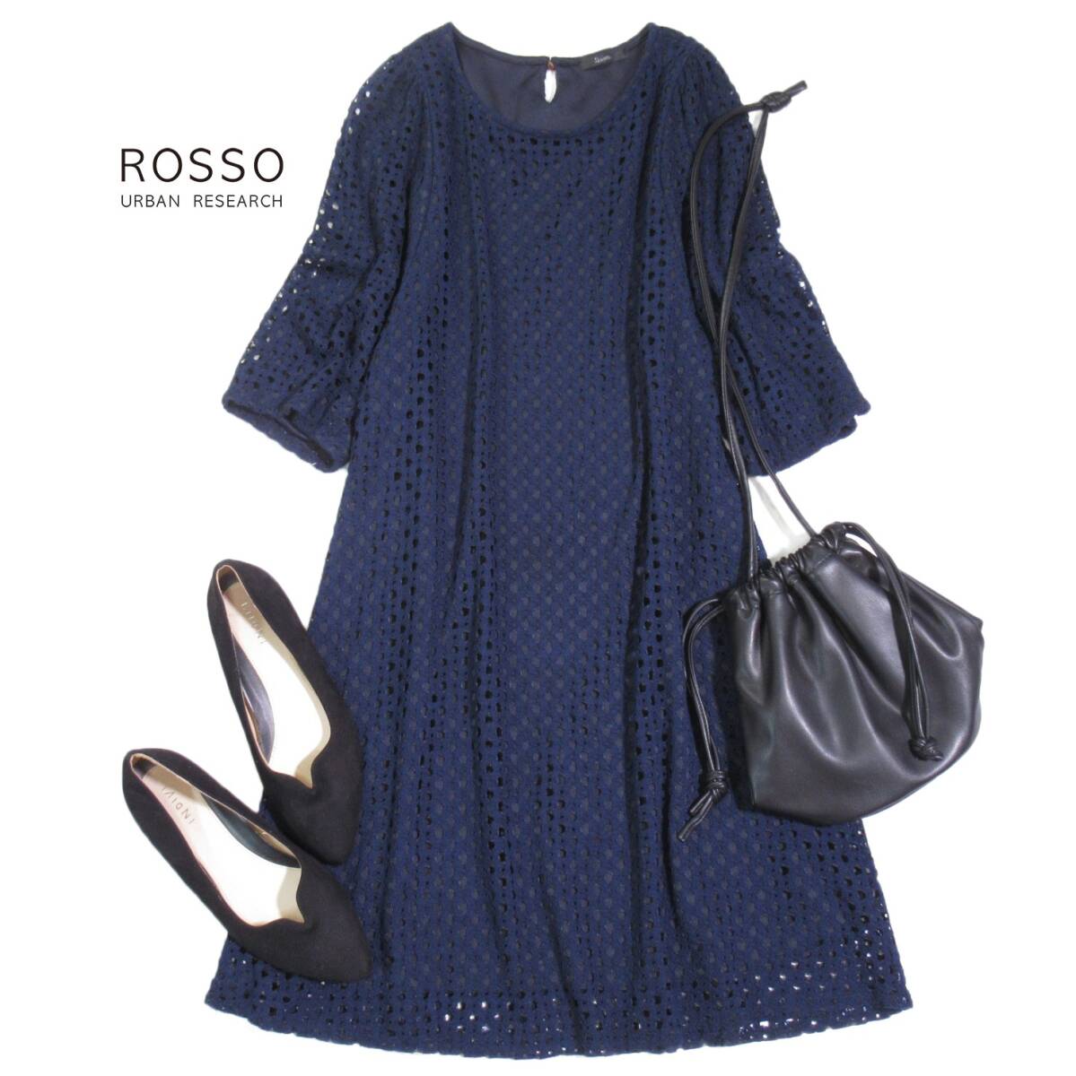 ロッソ アーバンリサーチ ROSSO 大人素敵スタイル☆レース ワンピース FREE拍卖