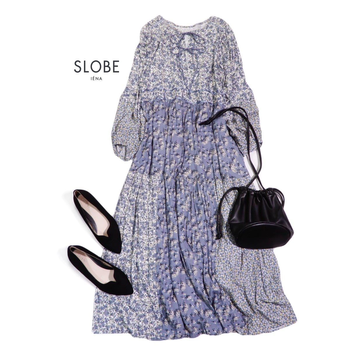 スローブイエナ SLOBE IENA 大人可愛い☆Deveaux マルチパターン ワンピース 38拍卖