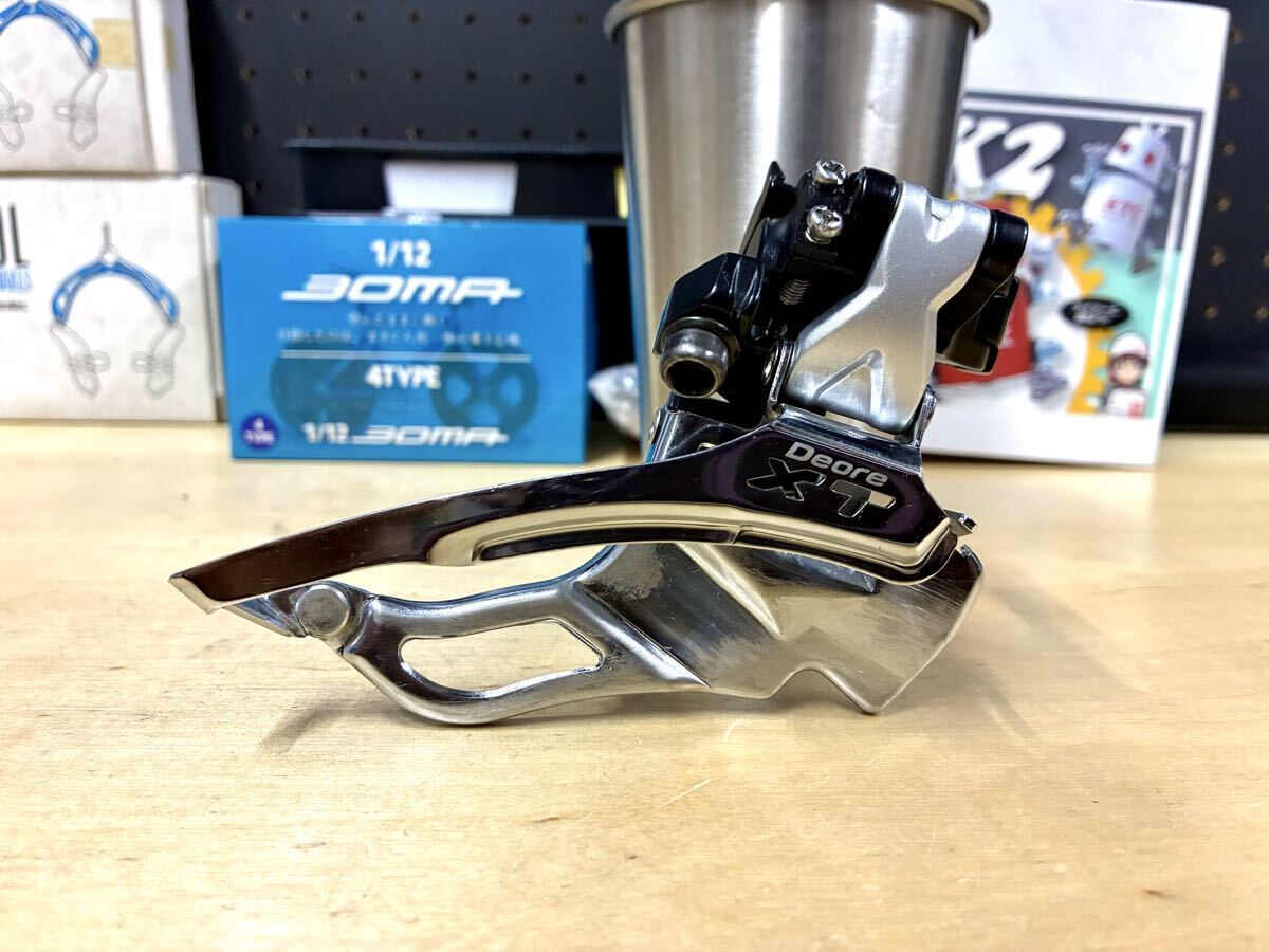 中古 SHIMANO DEORE XT FD-M771 3×9s フロントディレイラー バンド式 φ34.9 清掃・動作確認済 シマノ デオーレ 3速 9速 MTB拍卖