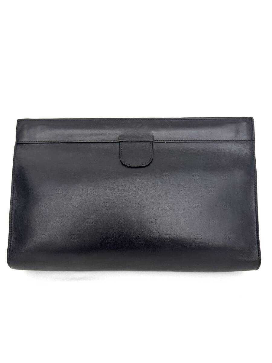 7I0714【本物保証】シャネル クラッチ バッグ ポーチ ココマーク 柄 型押し ブラック レザー ココマーク CHANEL拍卖