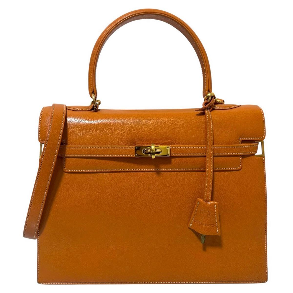 MORABITO モラビト スカラ28 ハンドバッグ カーフ ゴールド金具 オレンジ拍卖