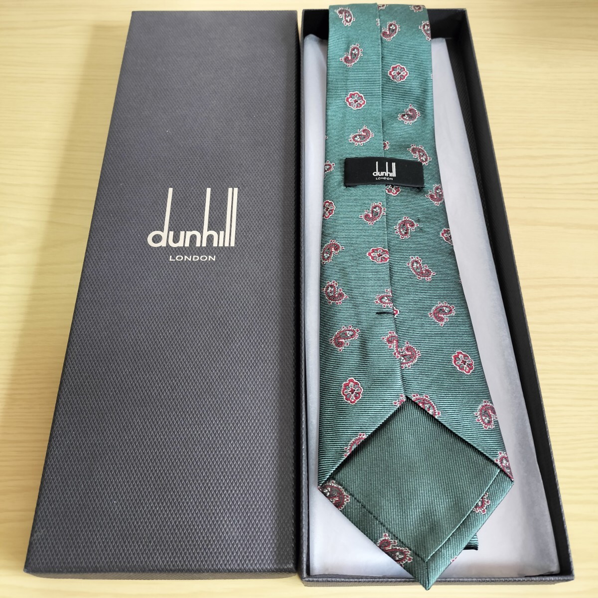 ダンヒル(Dunhill)緑赤涙模様ネクタイ拍卖
