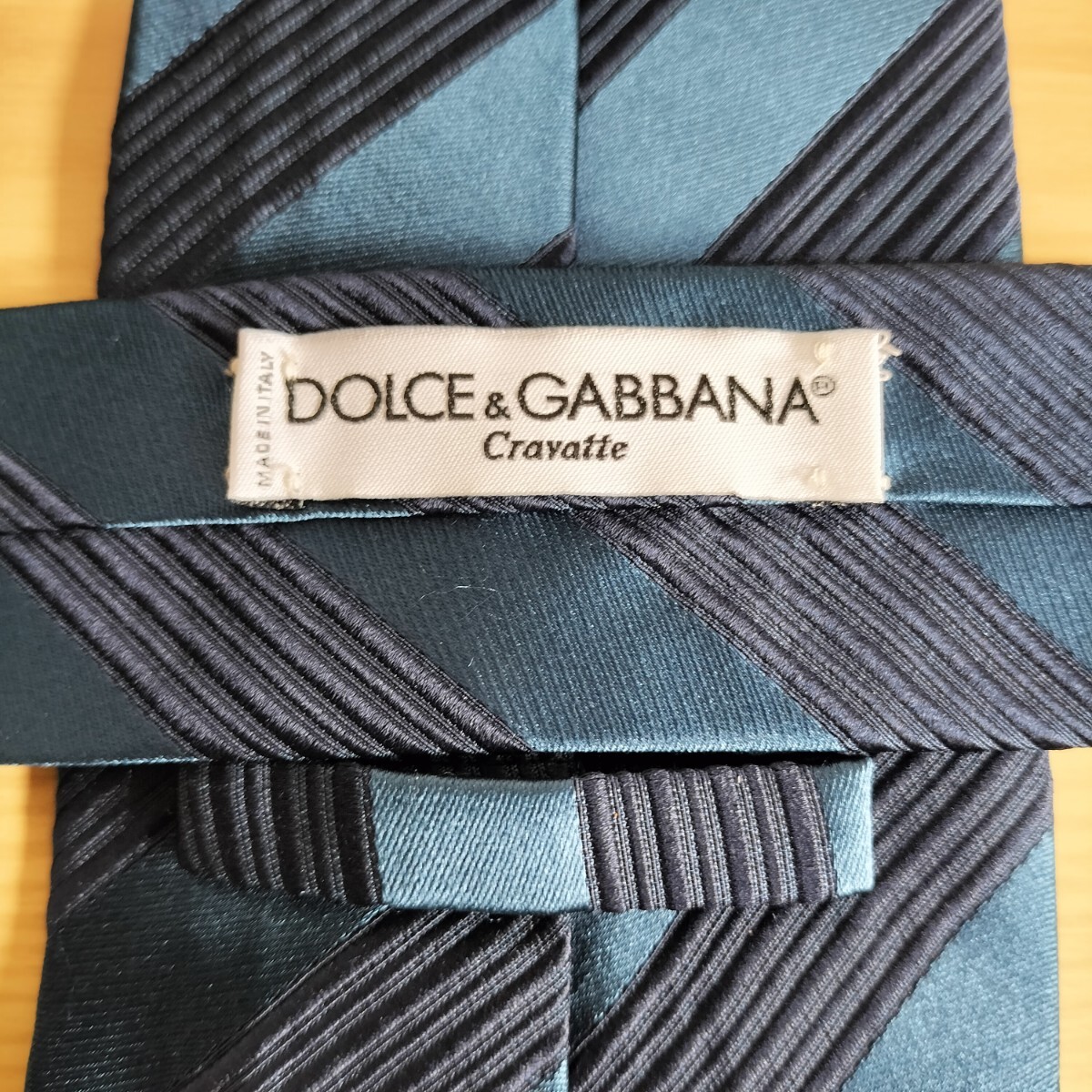 Dolce & Gabbana(ドルチェ&ガッバーナ)ドルガバネイビー紺色線ストライプ模様ネクタイ拍卖
