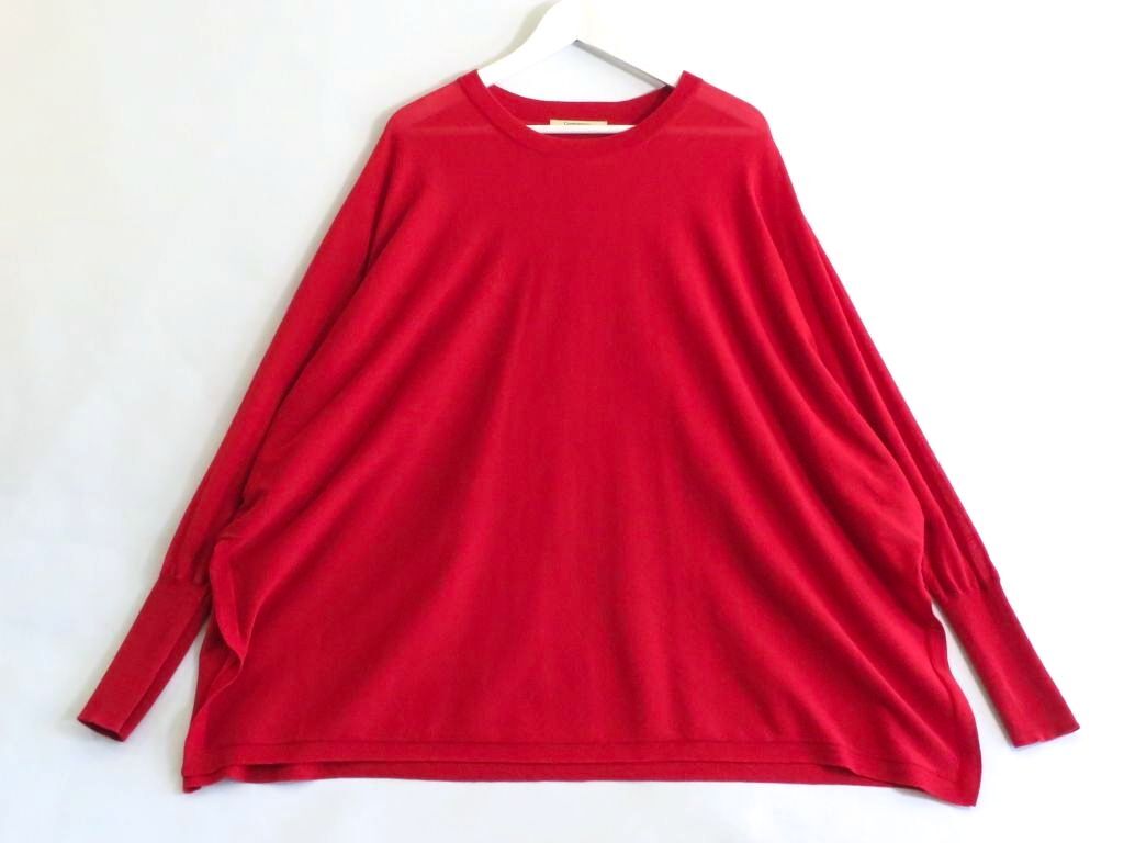 Curensology カレンソロジー シアーニット オーバーサイズ  コットンセーター プルオーバー ・F CL206072ER レッド拍卖