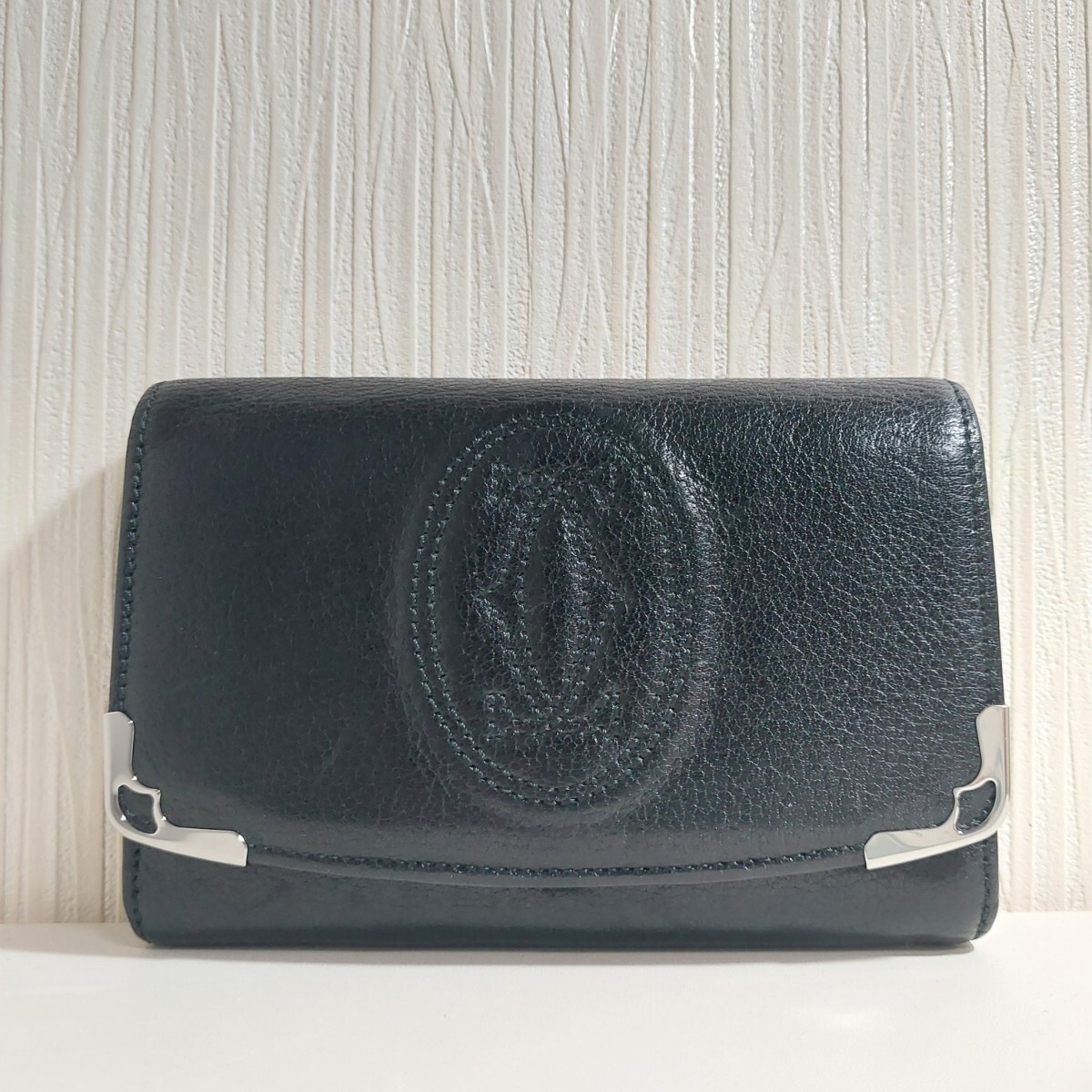 カルティエ マルチェロドゥカルティエ 二つ折り財布 レザー ブラック シルバー金具 L3000912拍卖