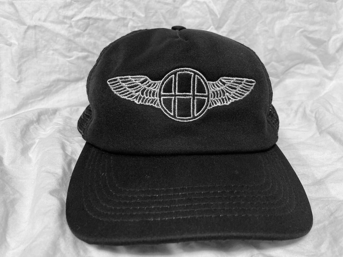 huf 初期 USA製 Custommade Headwear メッシュキャップ 黒 白 ウイングロゴ スナップバック 00s拍卖