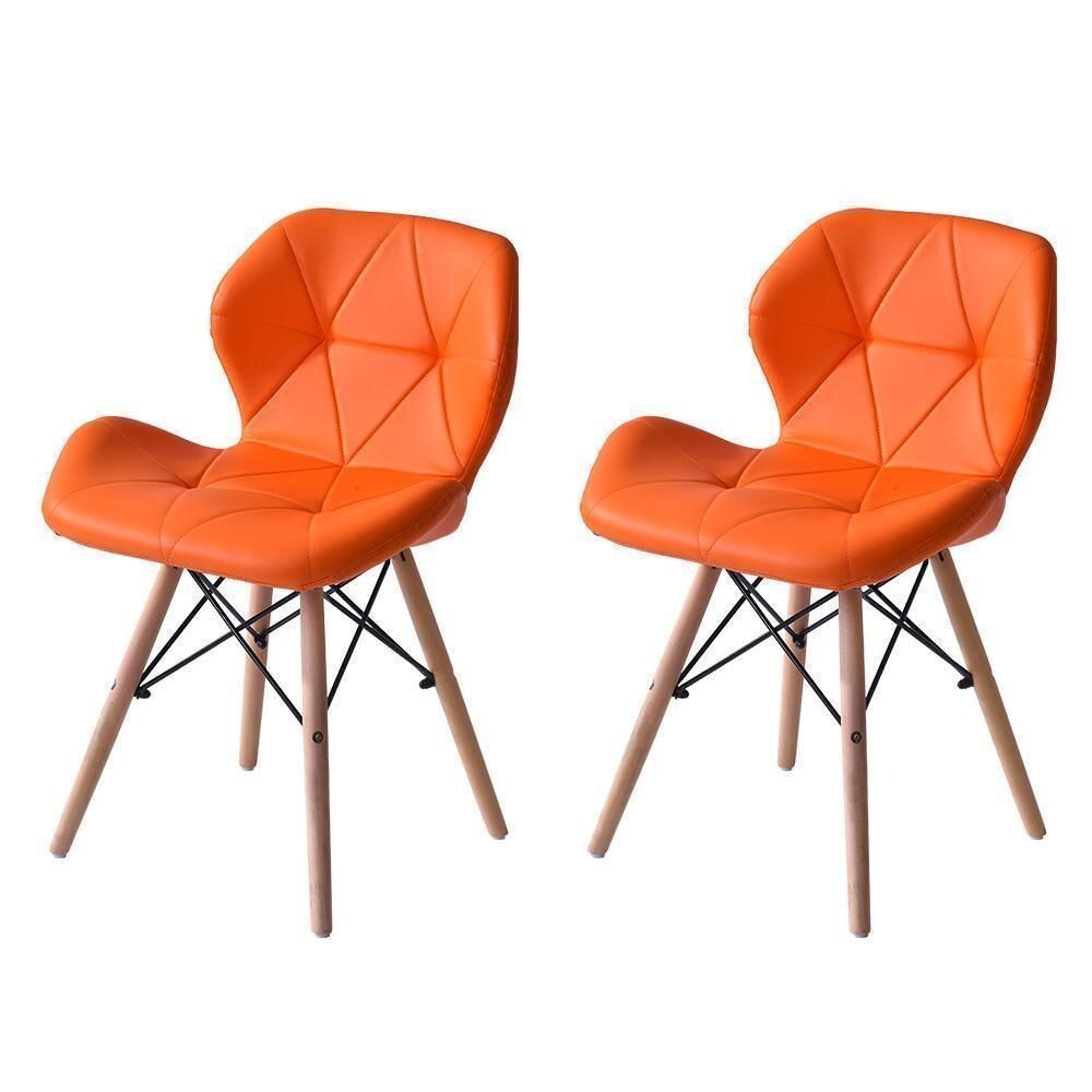 【オレンジ4脚】イームズチェアー ダイニングチェア クッション PU 北欧 627105拍卖