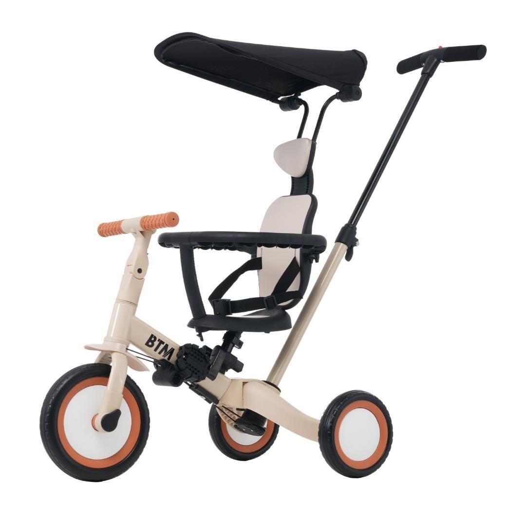 子供用三輪車 5in1自転車 オリジナル 押し棒付き 安全バー付き サンシェード 735314拍卖
