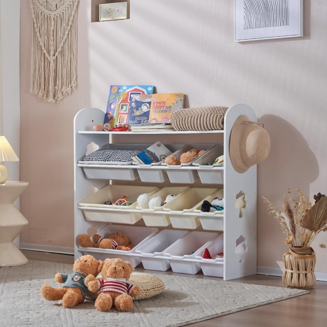 おもちゃ収納 ラック ラージサイズ 幅103cm 子ども用家具 木製 収納ケース 599646拍卖