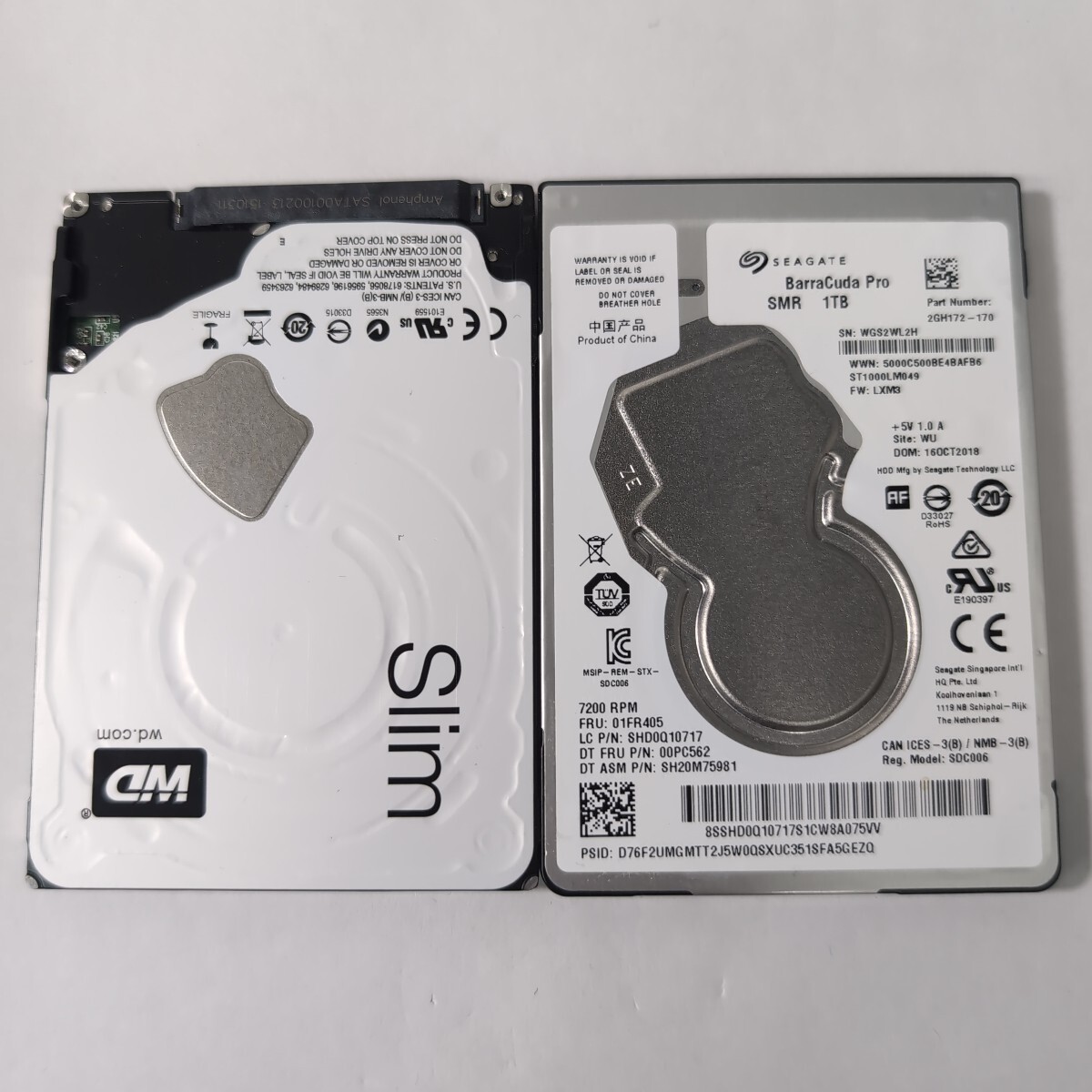 1TB 薄型7.5mm厚使用時間極少(640h/984h) 2.5inch HDD SATA P01750【1円スタート/2枚セット】拍卖
