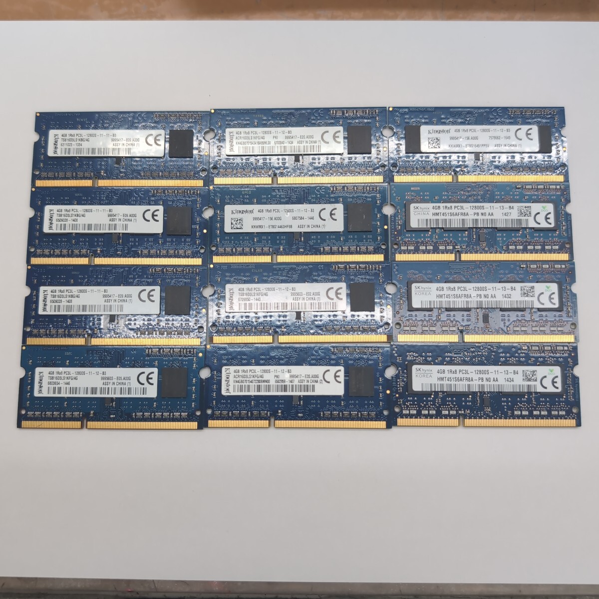 12枚セット 4GB DDR3 1R×8 PC3L-12800S 業者様向け まとめ売り P01925【1円スタート/動作確認済】拍卖