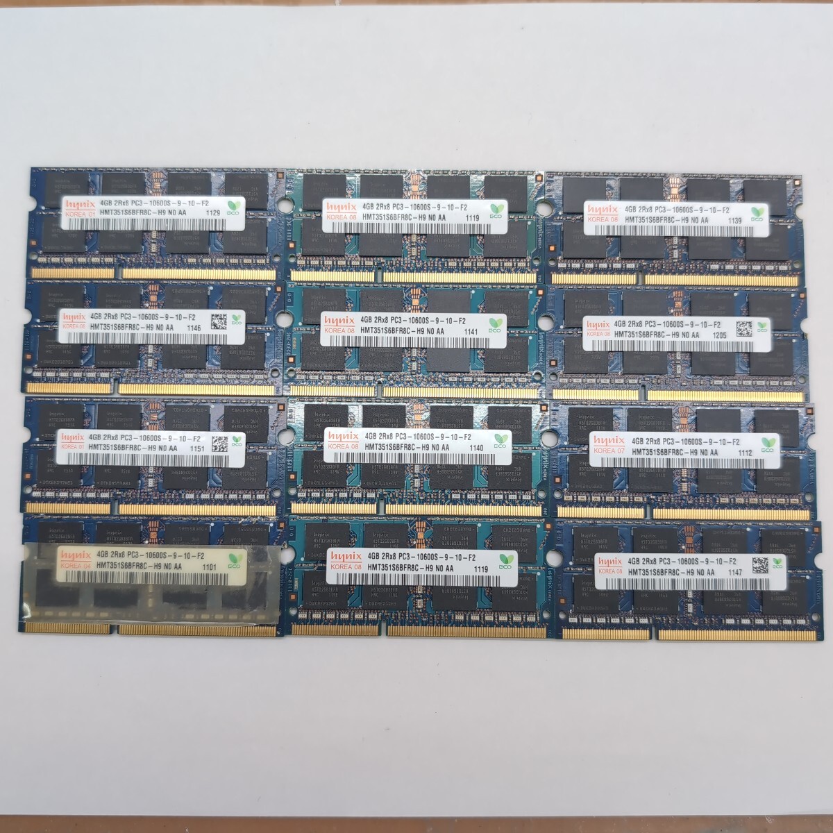 12枚セット 4GB DDR3 2R×8 PC3-10600S-9-10-F2 hynix 業者様向け まとめ売り P01511【1円スタート/動作確認済】拍卖