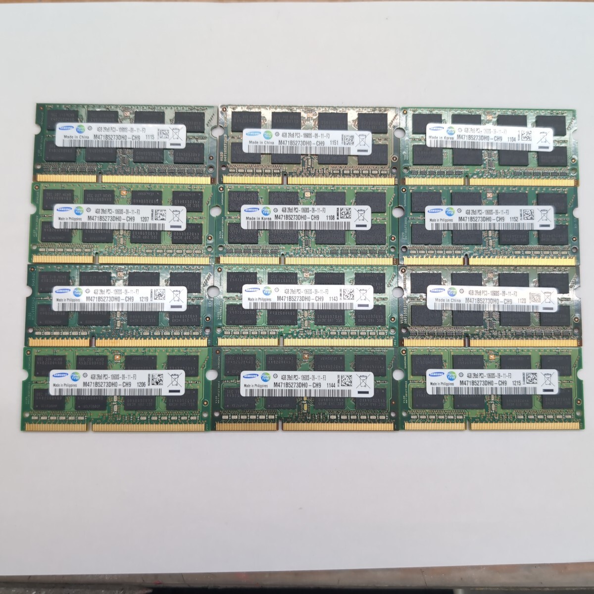 12枚セット 4GB DDR3 2R×8 PC3-10600S-09-11-F3 Samsung 業者様向け まとめ売り P01701【1円スタート/動作確認済】拍卖
