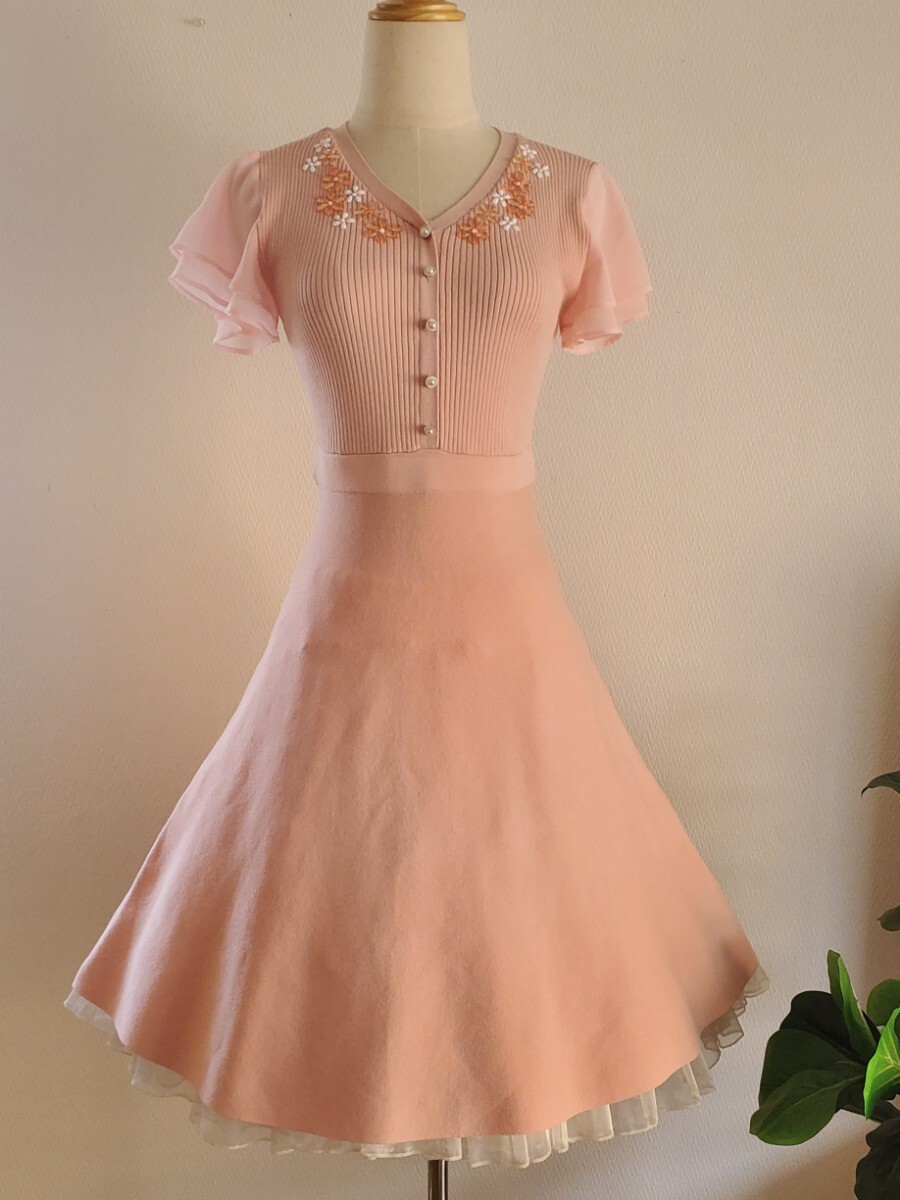 tocco closet ビーズ立体フラワーニットワンピース拍卖