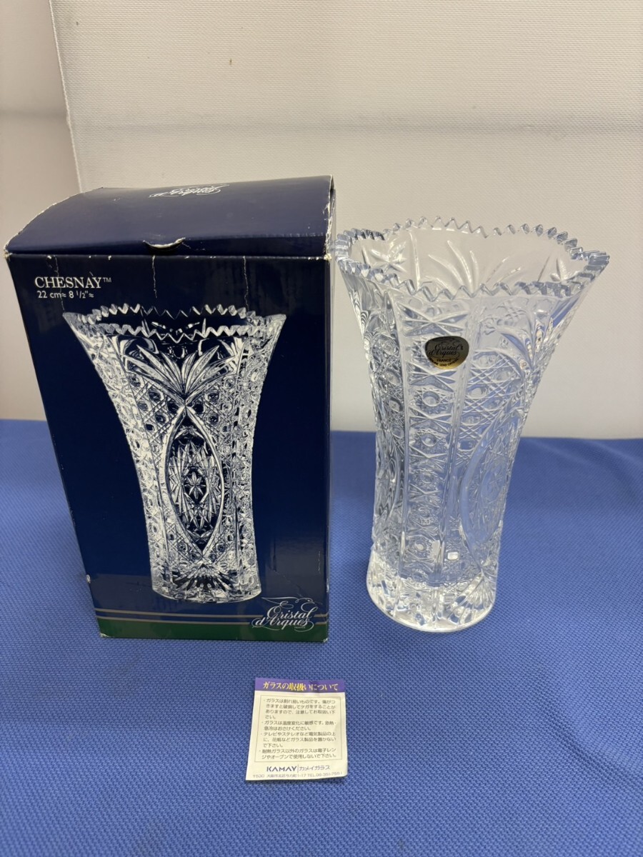 565☆クリスタルダルク 花瓶 CHERSNAY フランス製拍卖