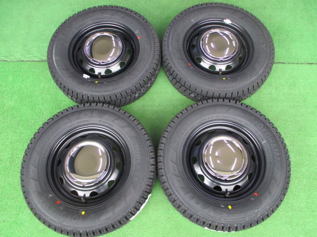 軽トラ 軽バン用 スタッドレスセット! 3.5J-12 4H100&110&114.3 +34 ヨコハマ SY01V 145/80R12 80/78N付き!拍卖