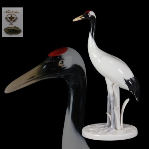 蔵出し品 Noritake ノリタケ オールドノリタケ 立鶴置物 A642拍卖