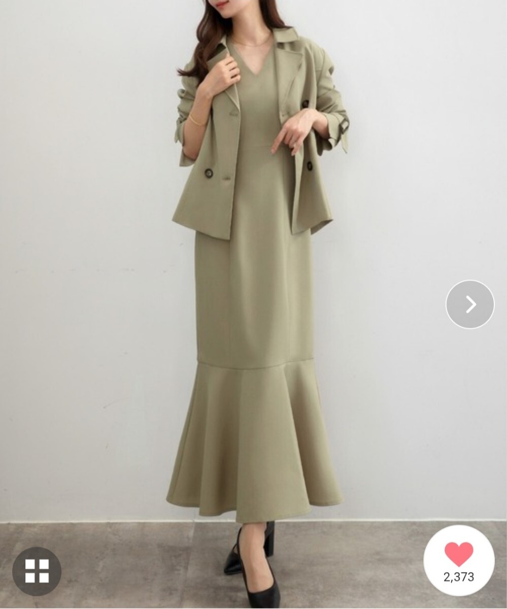 CENEA タグ付き未使用品 薄手ショートトレンチコート+Vネックマーメイドジャンバースカート M 拍卖