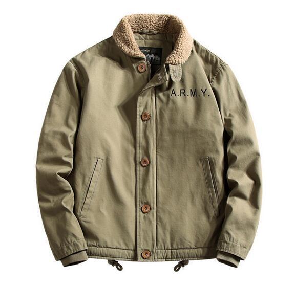 秋冬ミリタリージャケット メンズ N-1 デッキジャケット ボアジャケット 裏起毛 ブルゾン ジャケット暖かい M~4XL グリーン 多色拍卖