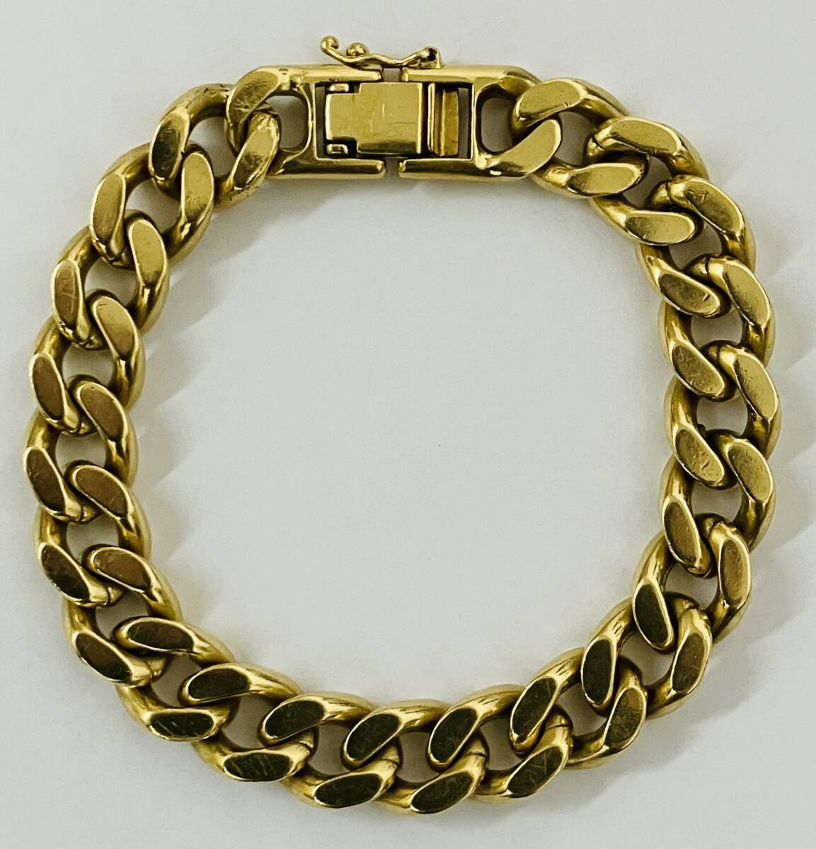 ★ K18 喜平 ブレスレット ★重量:約87.5g 腕周り:約18cm 幅:約11㎜ 厚さ:約5㎜★750 刻印 造幣局 ホールマーク K18 刻印★貴金属 金★拍卖