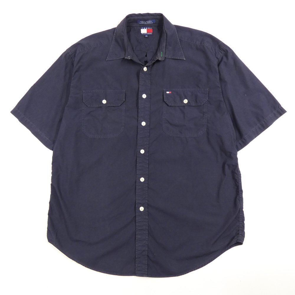 TOMMY HILFIGER トミーヒルフィガー 半袖シャツ ネイビー size L #36224 トップス アメカジ カジュアル拍卖